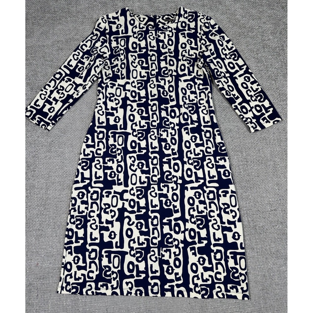 J. McLaughlin‎ Dress Womens Medium Catalina Cloth Abstract Nautical Zipper Back